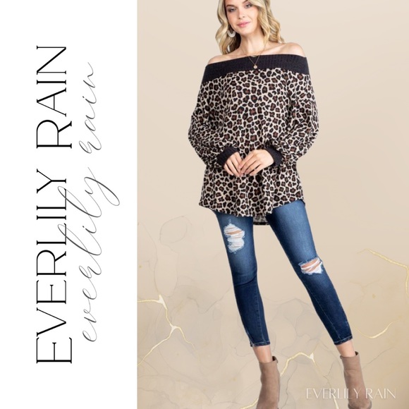 Soft Off Shoulder Leopard Print Sweater - Picture 9 of 16